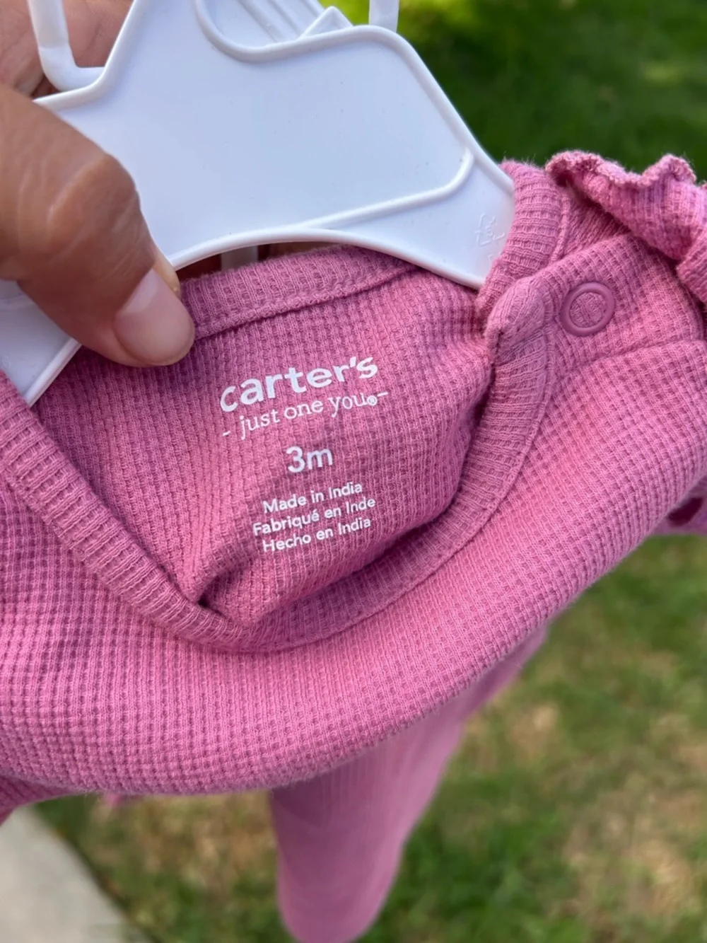 Carter's Pink Waffle-Knit Ruffle Shoulder Two-Piece